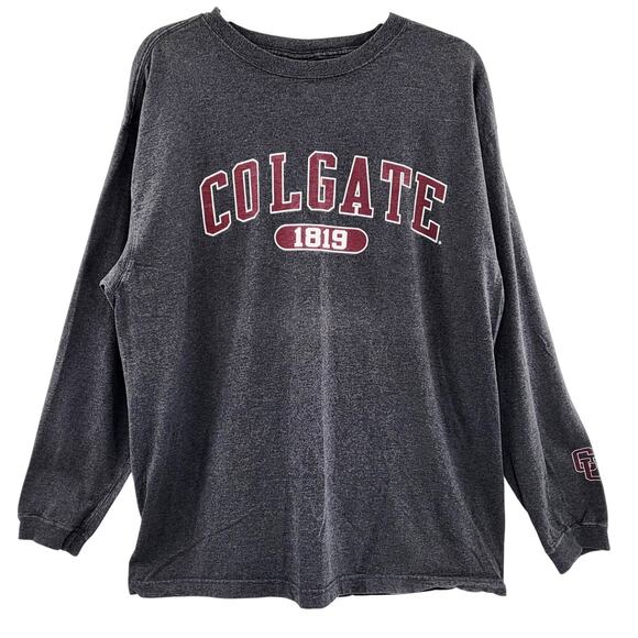 Colgate University Charcoal Gray Academia Crewneck Logo Graphic T-Shirt Men's L - Picture 1 of 7